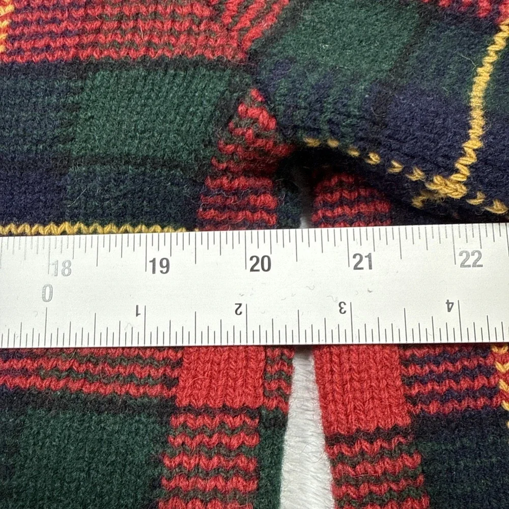 Vintage Polo Ralph Lauren Sweater Men M Red Plaid Wool Elbow Patches